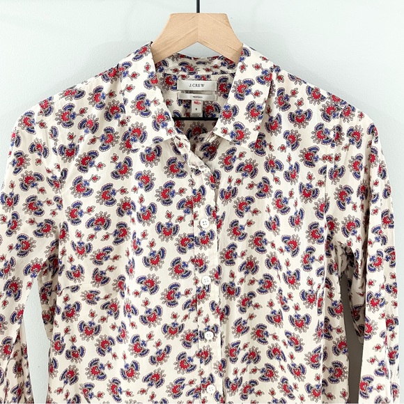 J. Crew Perfect Shirt In Papaya Paisley Beige Size 8 - Picture 5 of 8